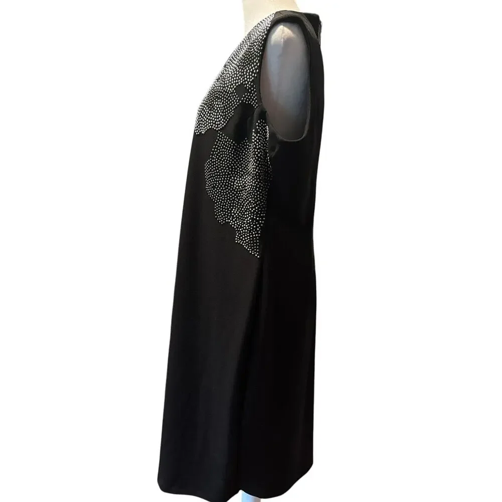 Calvin Klein Black Silver Studded Fitted Dress 16 - Picture 3 of 6